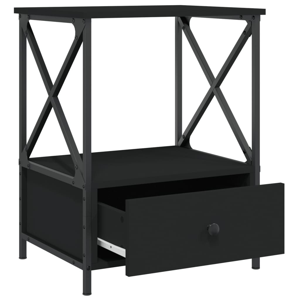 vidaXL Yöpöydät 2 kpl musta 50x41x65 cm tekninen puu