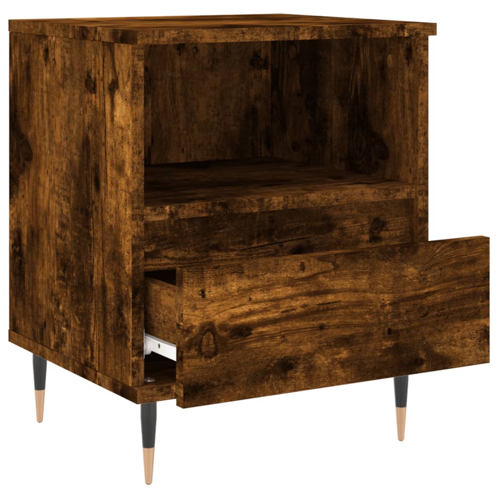 vidaXL Yöpöydät 2 kpl savutammi 40x35x50 cm tekninen puu