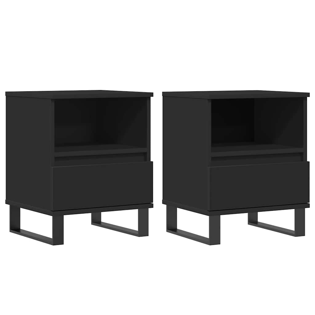 vidaXL Yöpöydät 2 kpl musta 40x35x50 cm tekninen puu