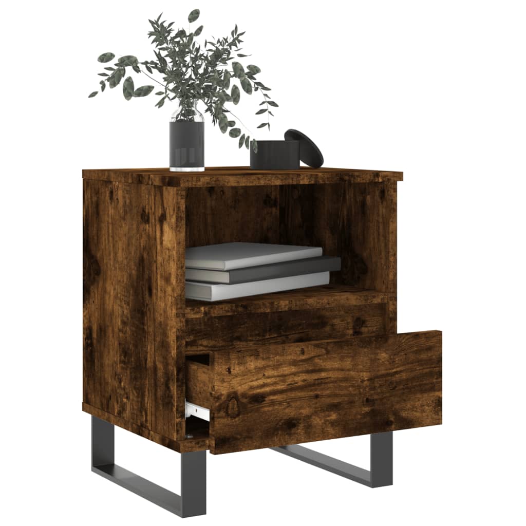vidaXL Yöpöydät 2 kpl savutammi 40x35x50 cm tekninen puu