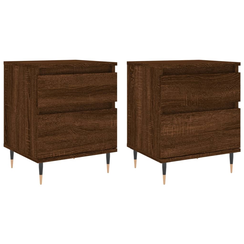 vidaXL Yöpöydät 2 kpl ruskea tammi 40x35x50 cm tekninen puu