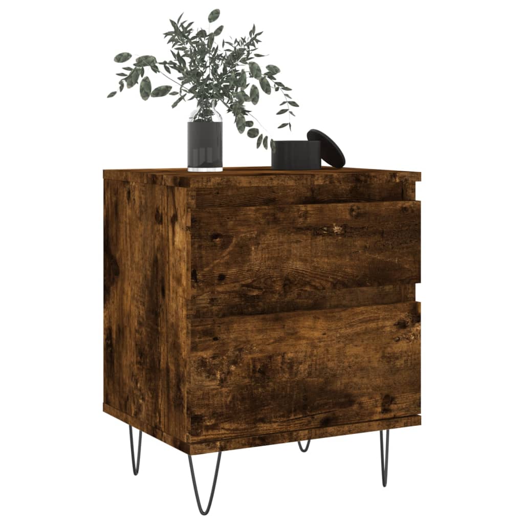 vidaXL Yöpöydät 2 kpl savutammi 40x35x50 cm tekninen puu