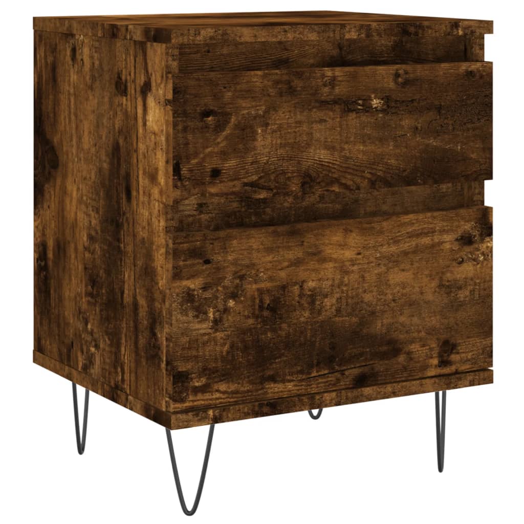 vidaXL Yöpöydät 2 kpl savutammi 40x35x50 cm tekninen puu