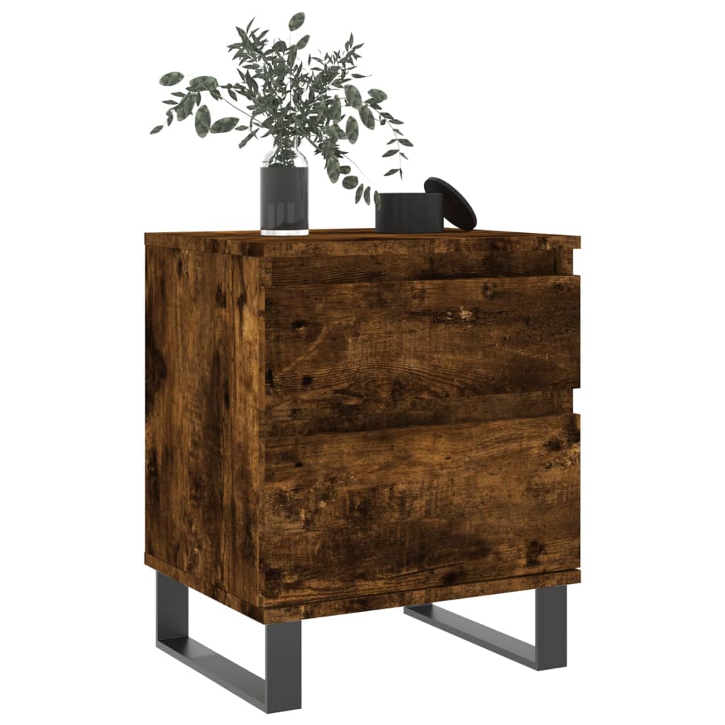 vidaXL Yöpöydät 2 kpl savutammi 40x35x50 cm tekninen puu