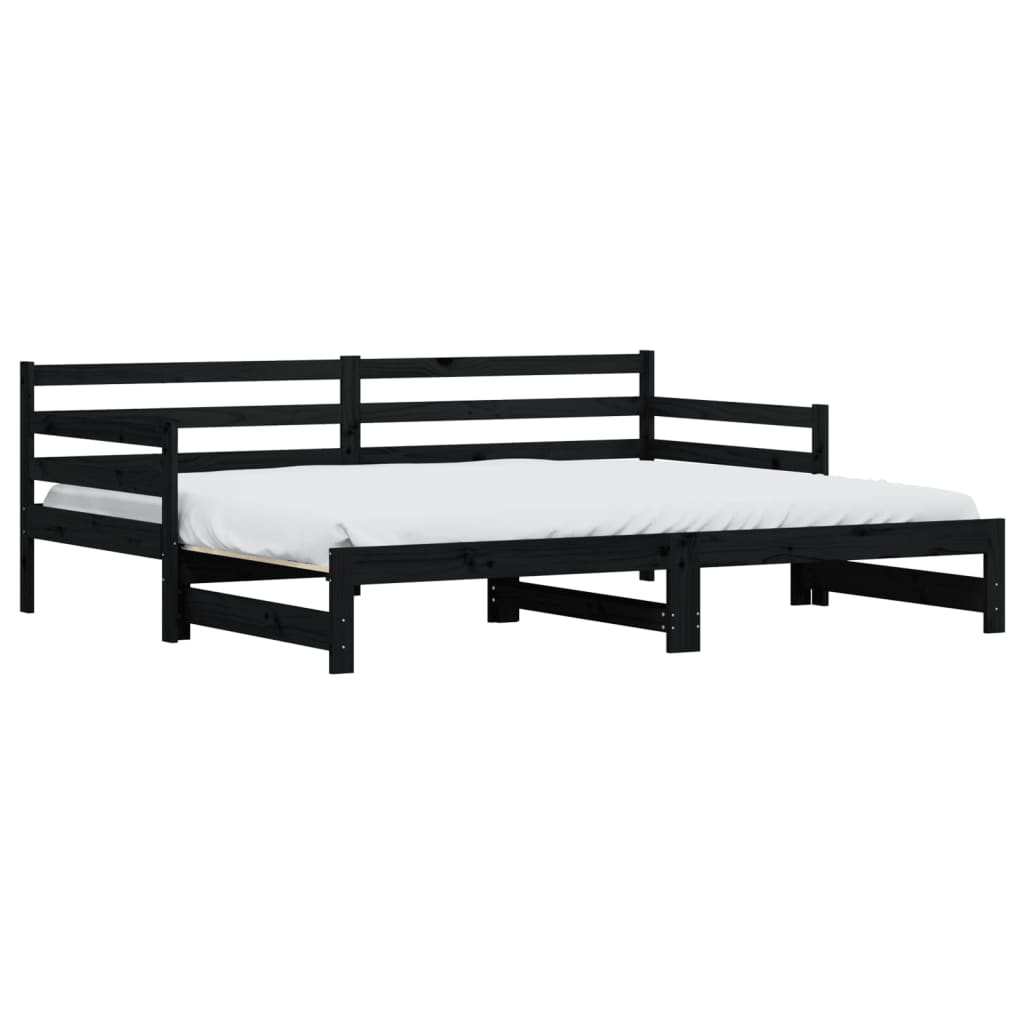vidaXL Vuodesohva rullilla musta 80x200 cm täysi mänty