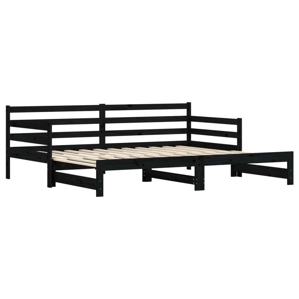 vidaXL Vuodesohva rullilla musta 80x200 cm täysi mänty