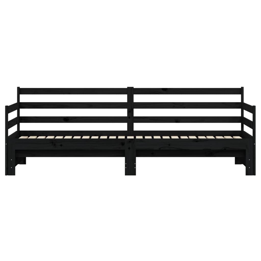 vidaXL Vuodesohva rullilla musta 80x200 cm täysi mänty