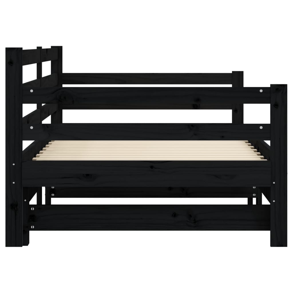 vidaXL Vuodesohva rullilla musta 80x200 cm täysi mänty
