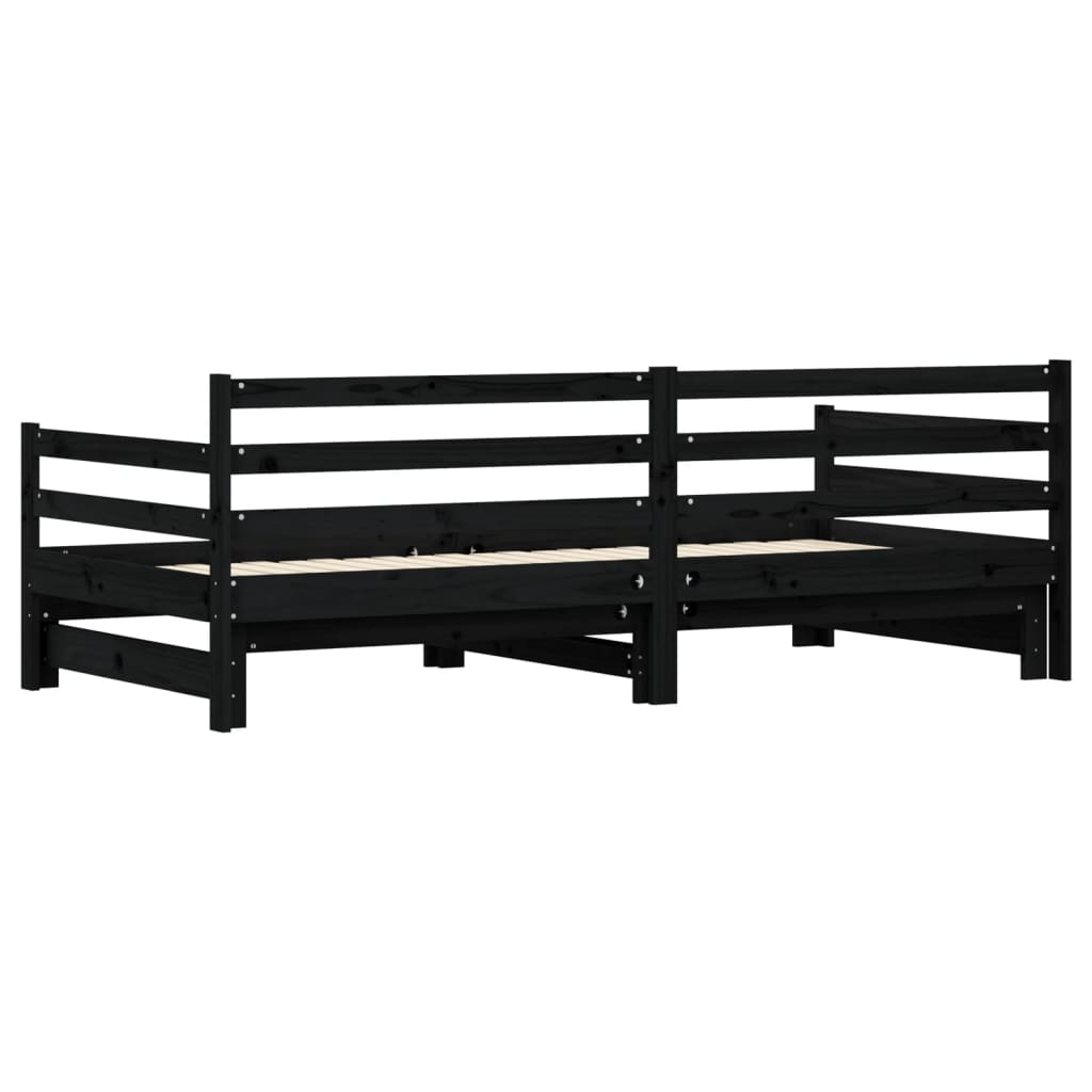 vidaXL Vuodesohva rullilla musta 80x200 cm täysi mänty