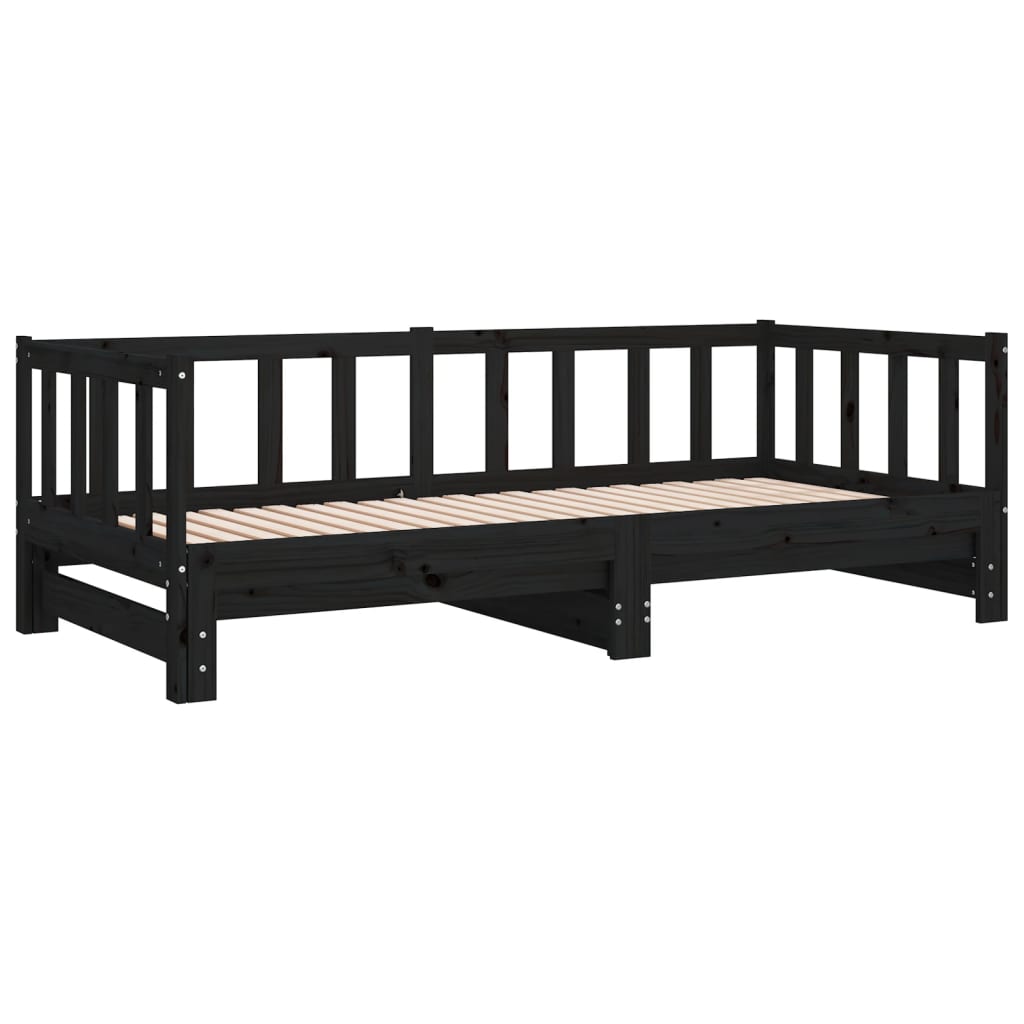 vidaXL Vuodesohva rullilla musta 90x200 cm täysi mänty