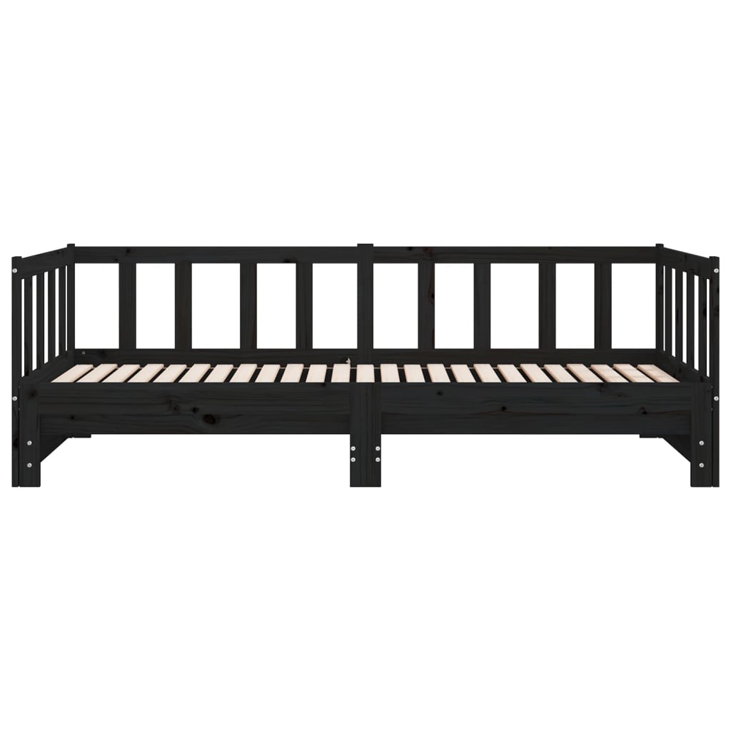 vidaXL Vuodesohva rullilla musta 90x200 cm täysi mänty