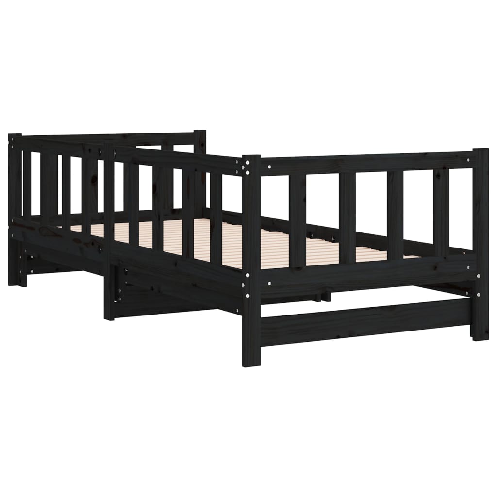 vidaXL Vuodesohva rullilla musta 90x200 cm täysi mänty