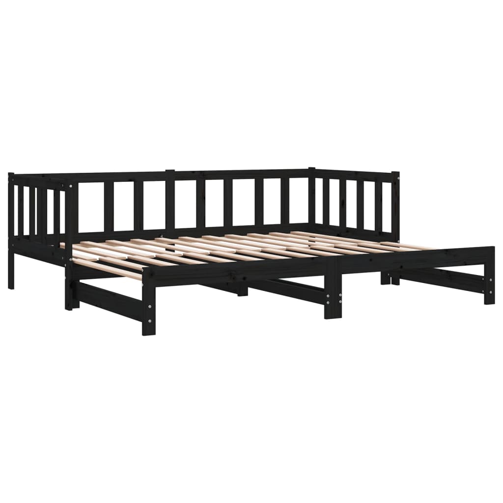 vidaXL Vuodesohva rullilla musta 90x200 cm täysi mänty