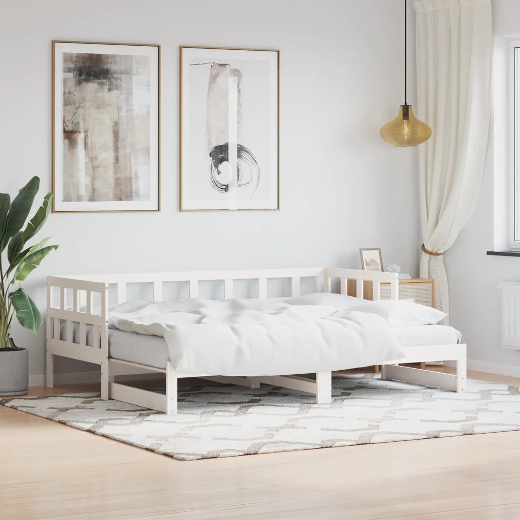 vidaXL Vuodesohva rullilla valkoinen 80x200 cm täysi mänty
