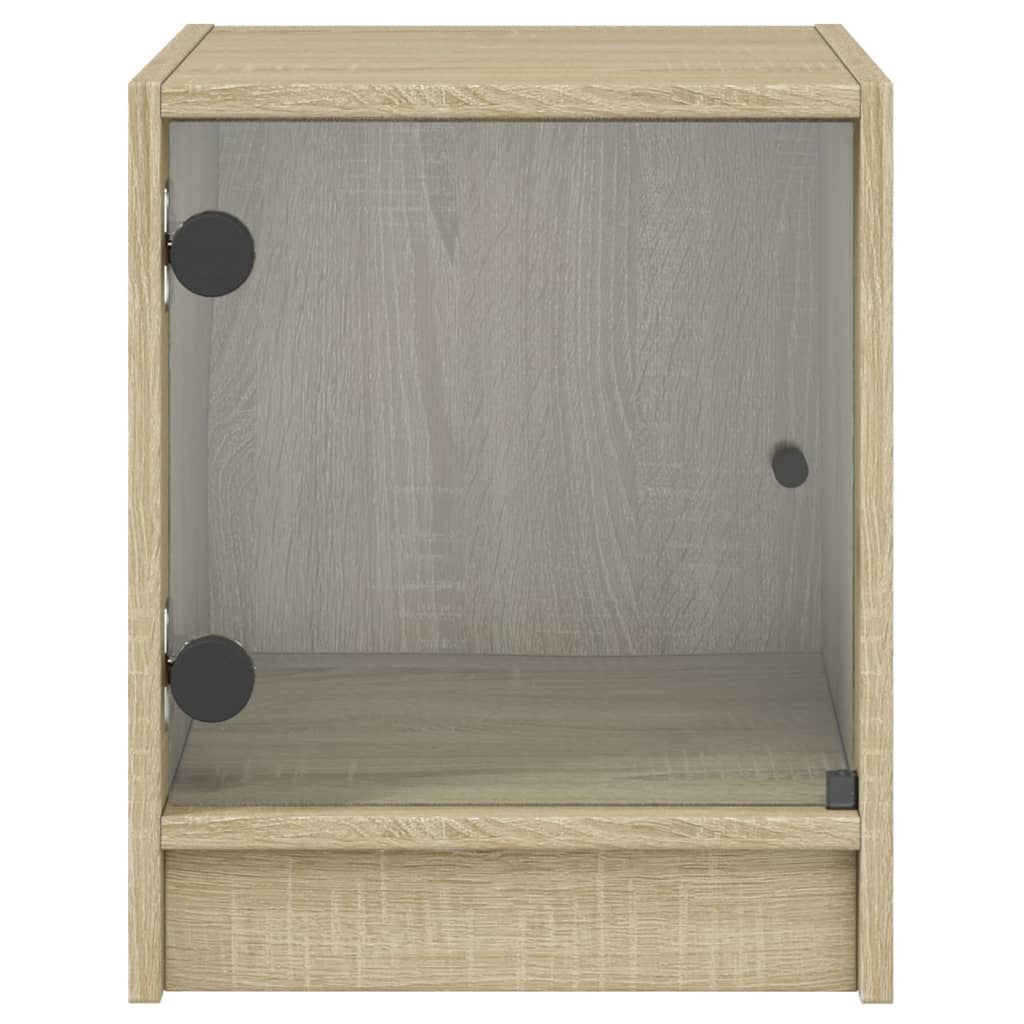 vidaXL Yöpöydät lasiovilla 2 kpl Sonoma-tammi 35x37x42 cm