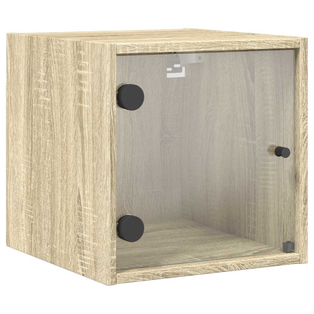 vidaXL Yöpöydät lasiovilla 2 kpl Sonoma-tammi 35x37x35 cm