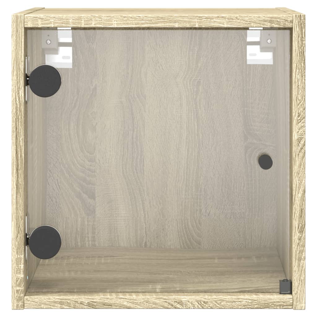 vidaXL Yöpöydät lasiovilla 2 kpl Sonoma-tammi 35x37x35 cm