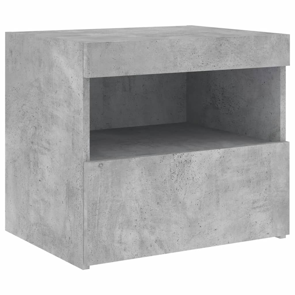 vidaXL Yöpöytä LED-valoilla betoninharmaa 50x40x45 cm