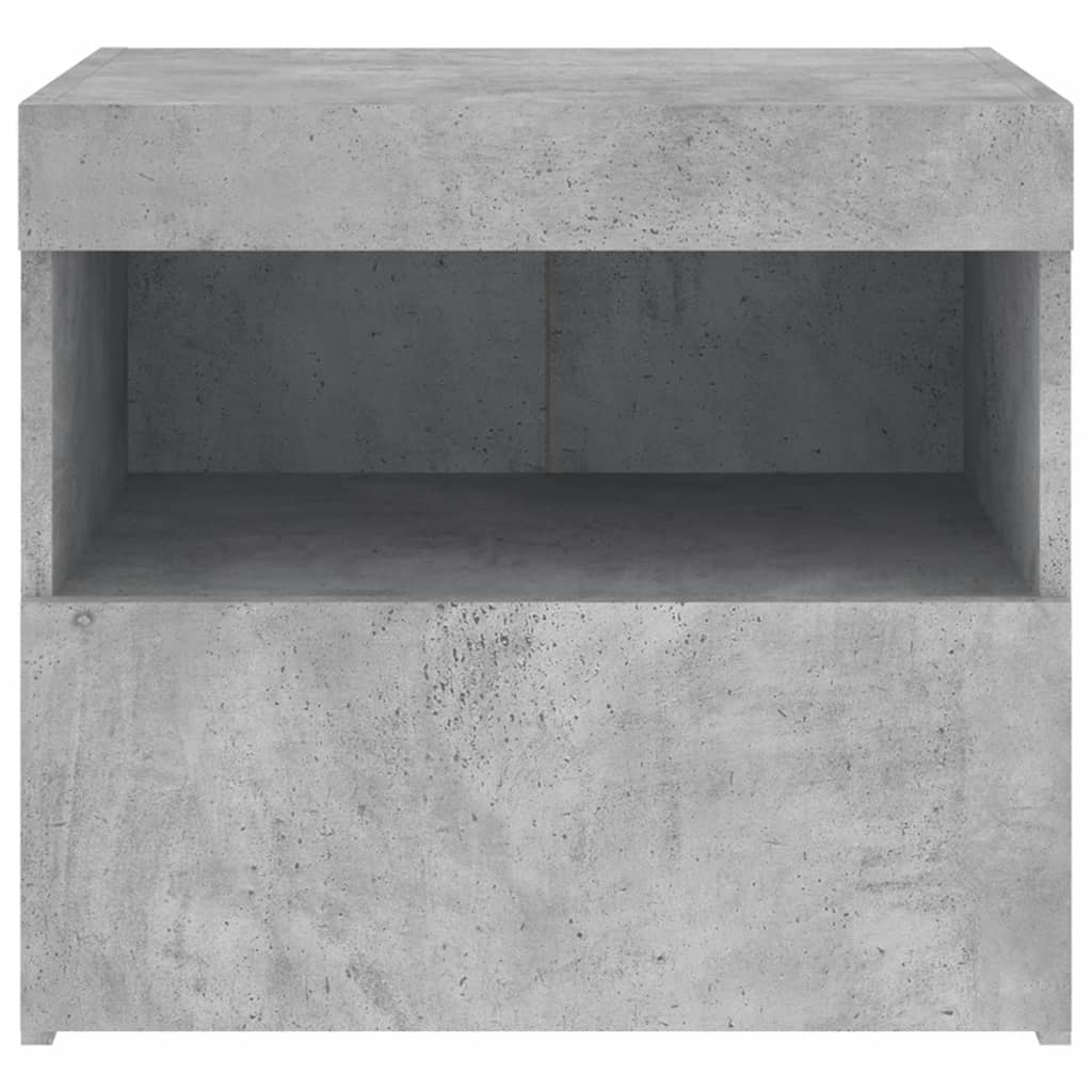 vidaXL Yöpöytä LED-valoilla betoninharmaa 50x40x45 cm