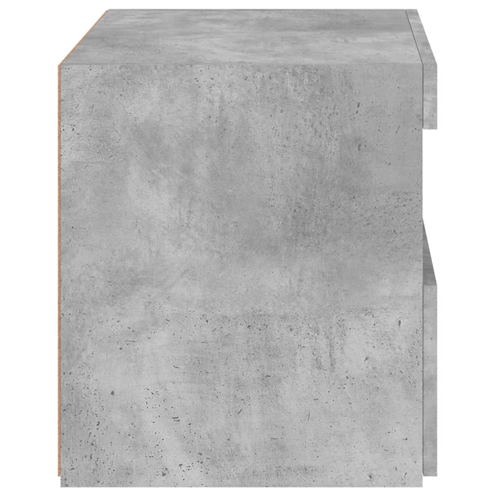vidaXL Yöpöytä LED-valoilla betoninharmaa 50x40x45 cm
