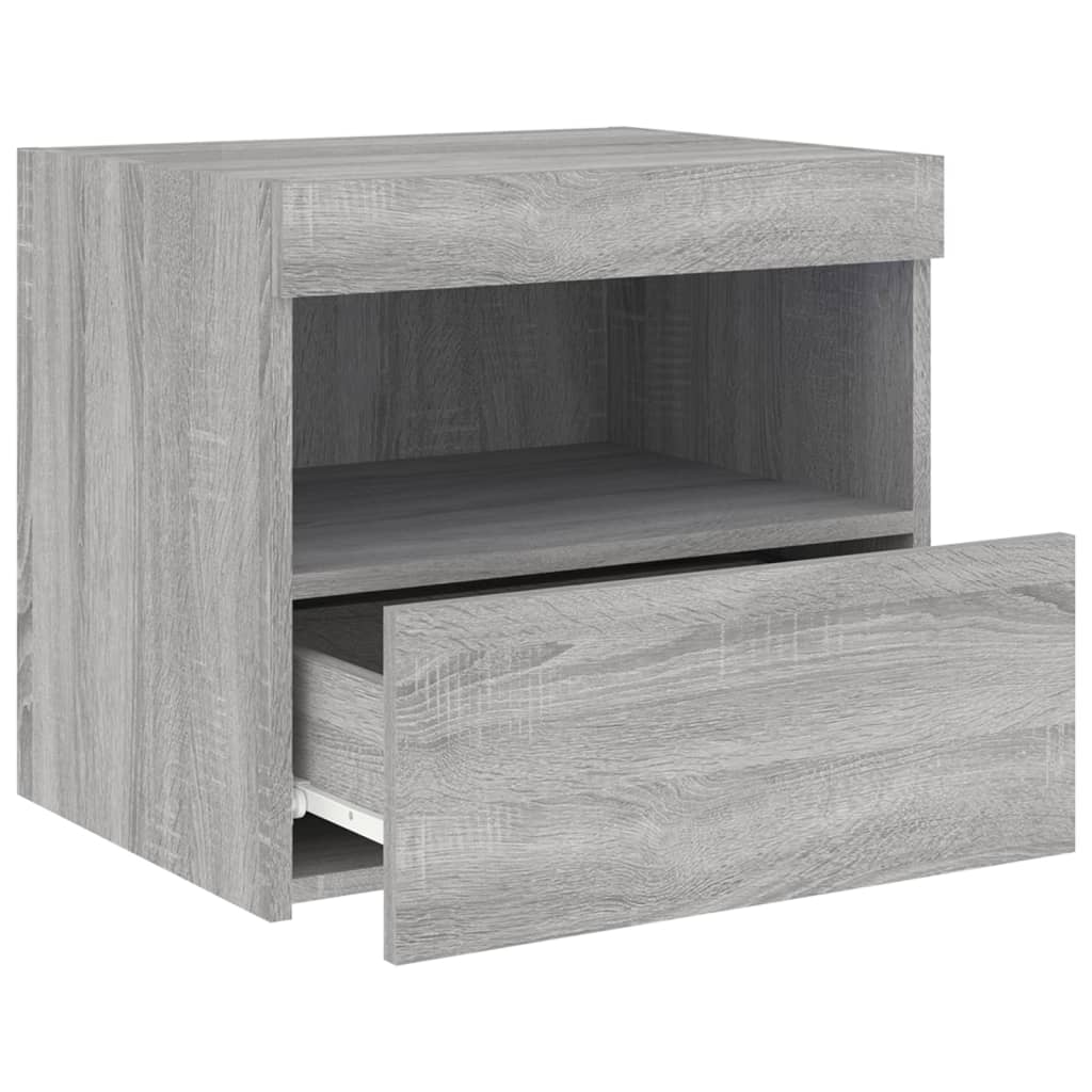 vidaXL Yöpöytä LED-valoilla harmaa Sonoma 50x40x45 cm