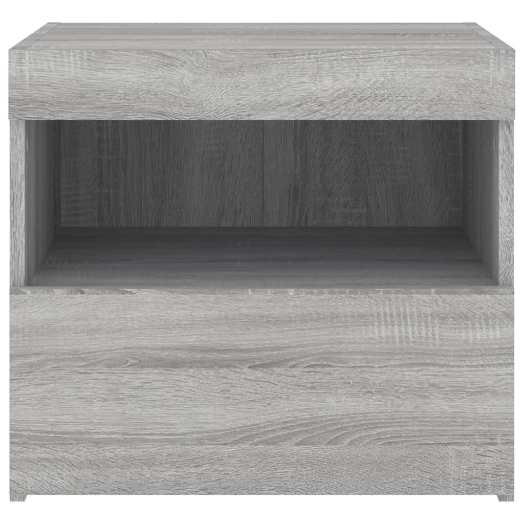 vidaXL Yöpöytä LED-valoilla harmaa Sonoma 50x40x45 cm