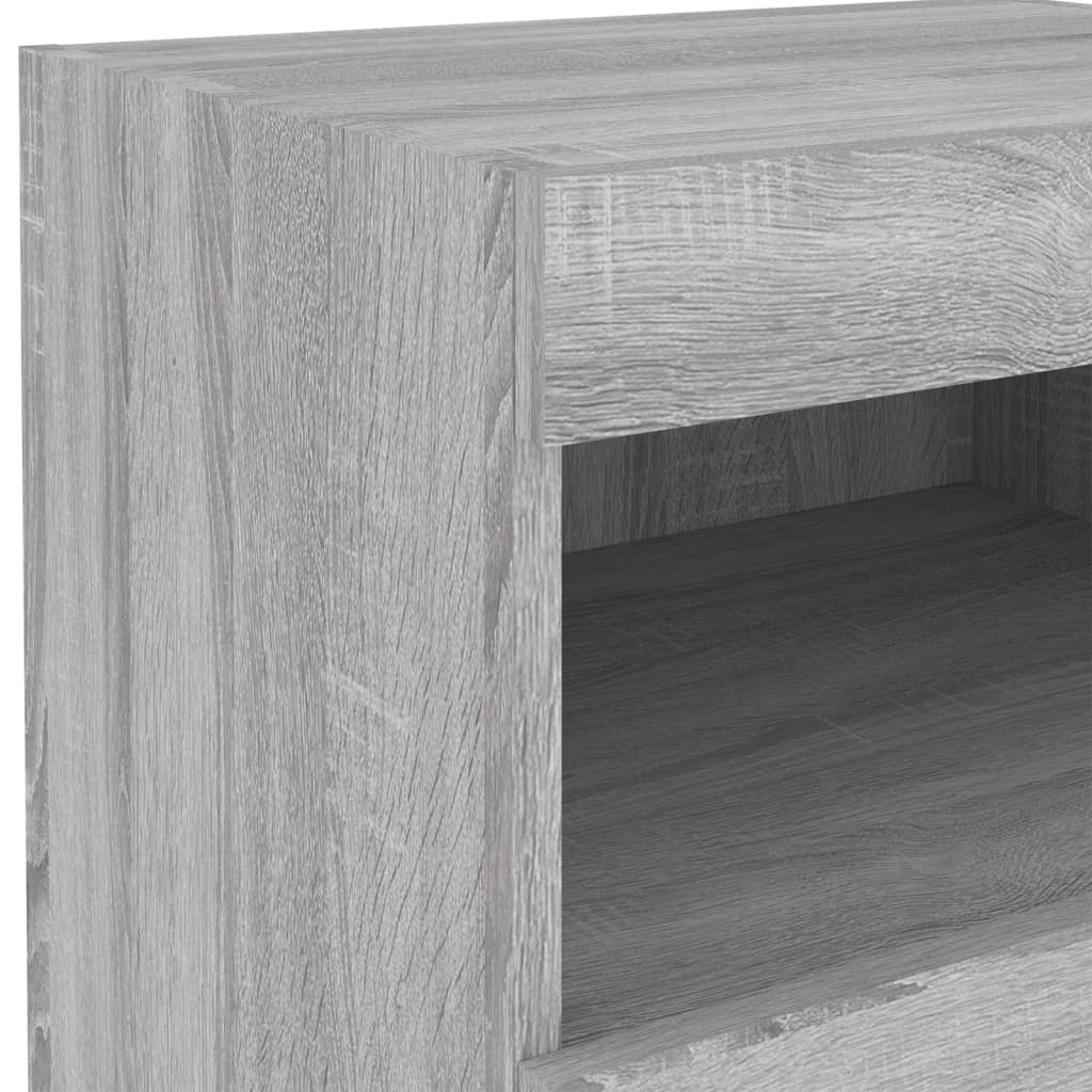 vidaXL Yöpöytä LED-valoilla harmaa Sonoma 50x40x45 cm