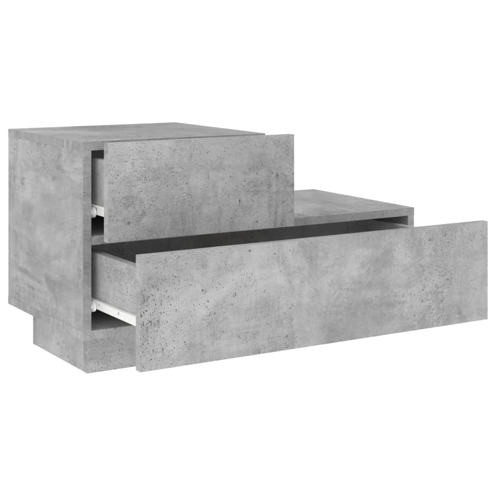 vidaXL Yöpöytä LED-valoilla betoninharmaa 70x36x40,5 cm