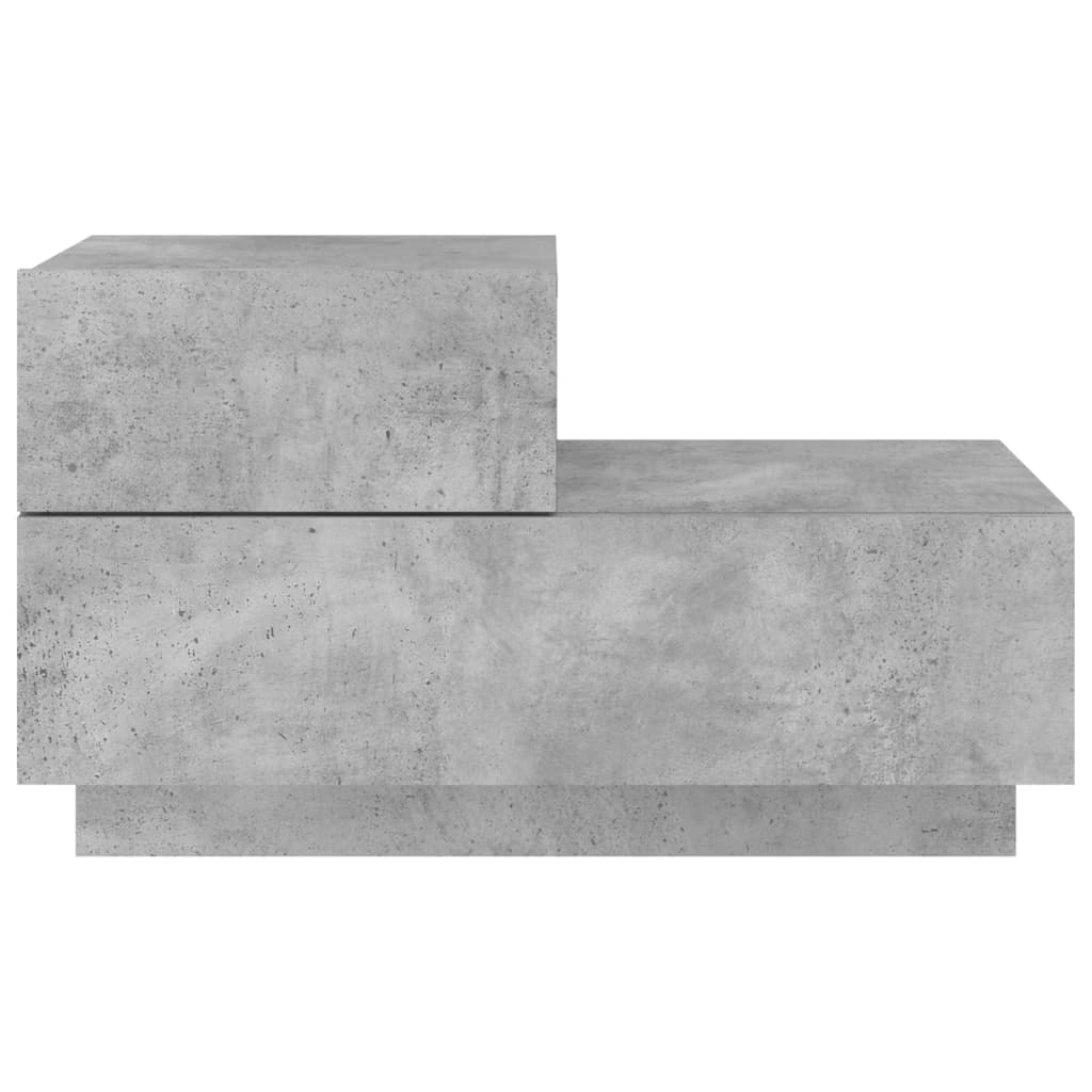 vidaXL Yöpöytä LED-valoilla betoninharmaa 70x36x40,5 cm