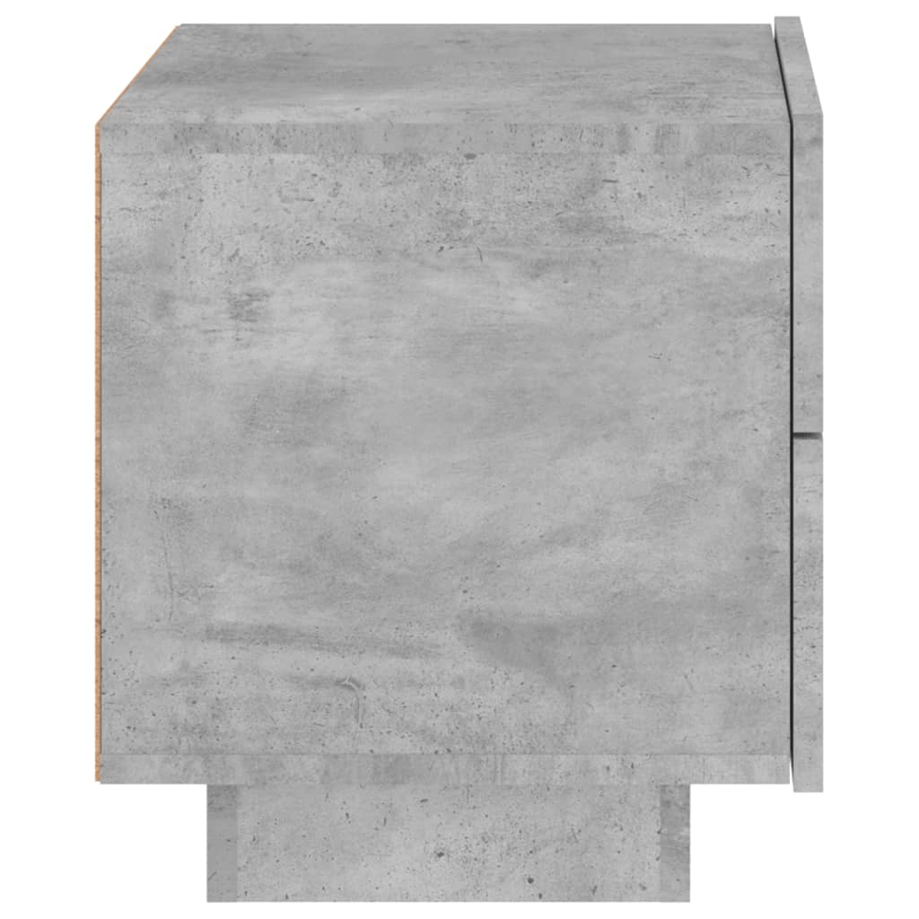 vidaXL Yöpöytä LED-valoilla betoninharmaa 70x36x40,5 cm