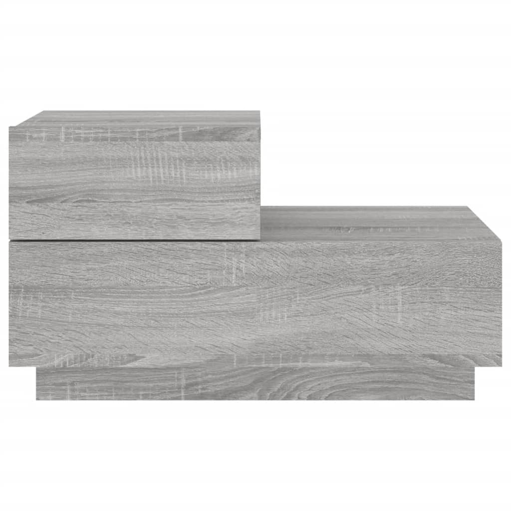 vidaXL Yöpöytä LED-valoilla harmaa Sonoma 70x36x40,5 cm