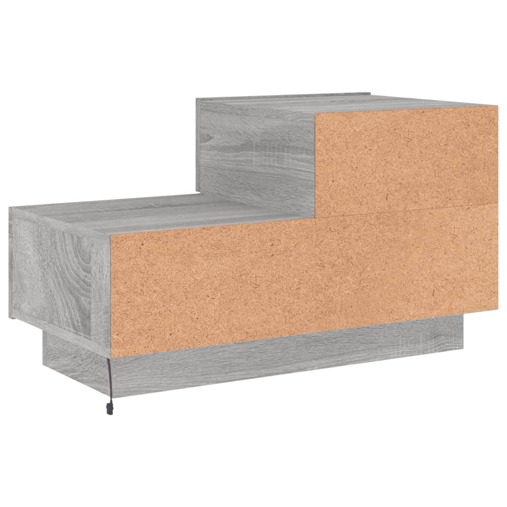 vidaXL Yöpöytä LED-valoilla harmaa Sonoma 70x36x40,5 cm