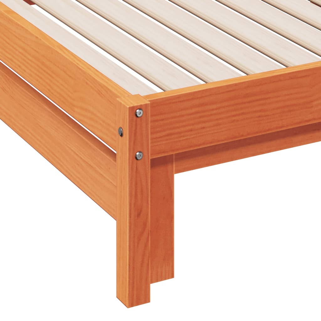 vidaXL Vuodesohva rullilla vahanruskea 90x200 cm täysi mänty