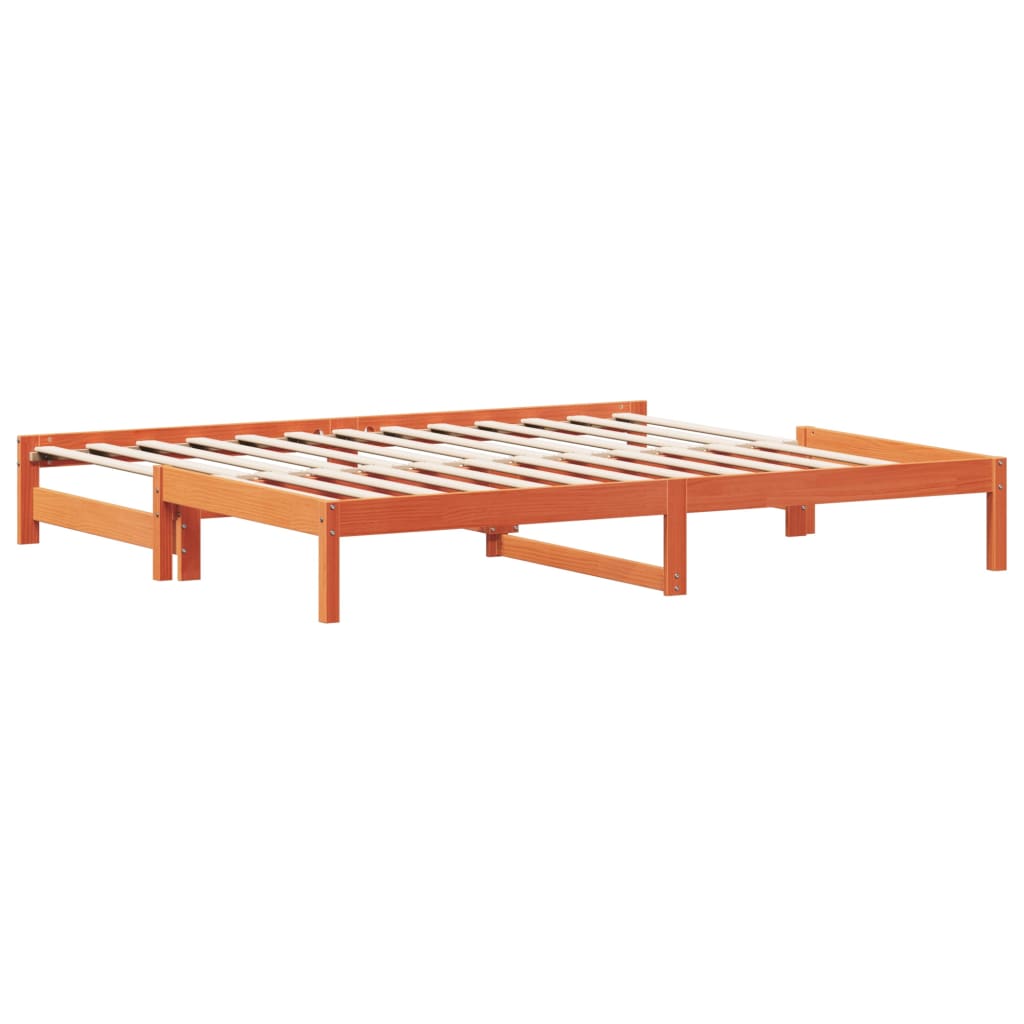 vidaXL Vuodesohva rullilla vahanruskea 80x200 cm täysi mänty