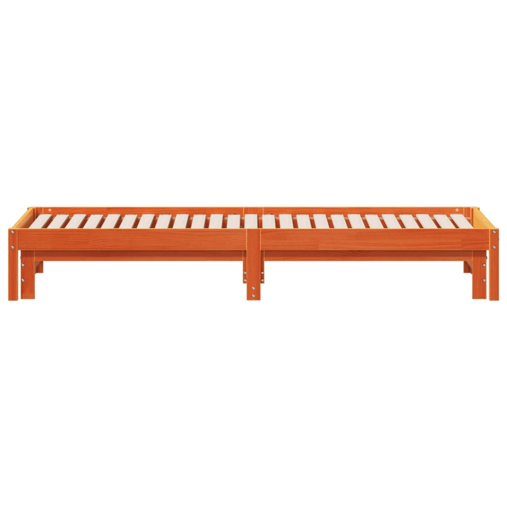 vidaXL Vuodesohva rullilla vahanruskea 80x200 cm täysi mänty