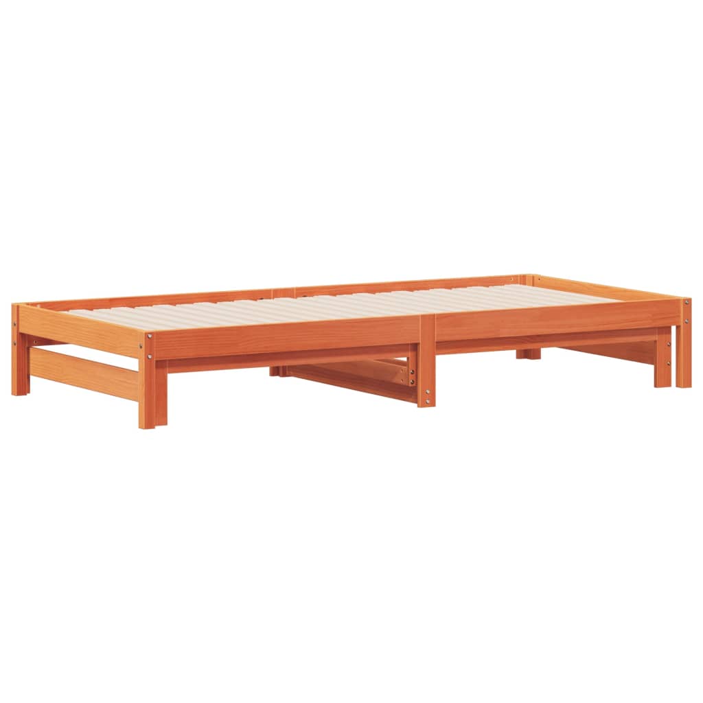 vidaXL Vuodesohva rullilla vahanruskea 90x190 cm täysi mänty