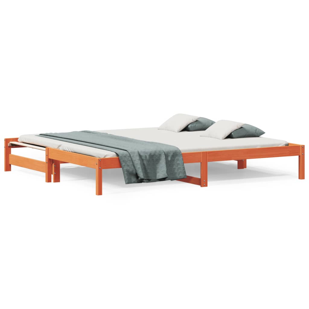 vidaXL Vuodesohva rullilla vahanruskea 90x190 cm täysi mänty