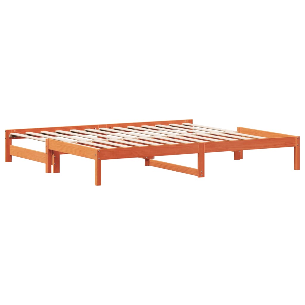vidaXL Vuodesohva rullilla vahanruskea 90x190 cm täysi mänty