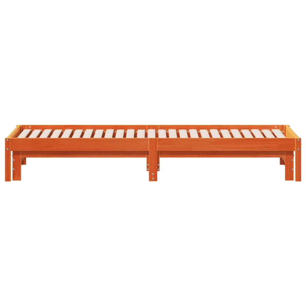 vidaXL Vuodesohva rullilla vahanruskea 90x190 cm täysi mänty