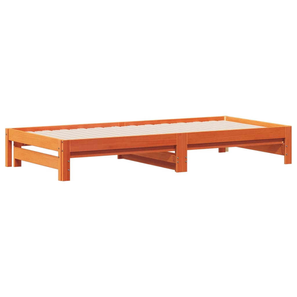 vidaXL Vuodesohva rullilla vahanruskea 90x190 cm täysi mänty