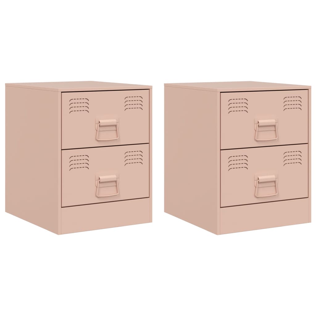 vidaXL Yöpöydät 2 kpl pinkki 34,5x39x44 cm teräs