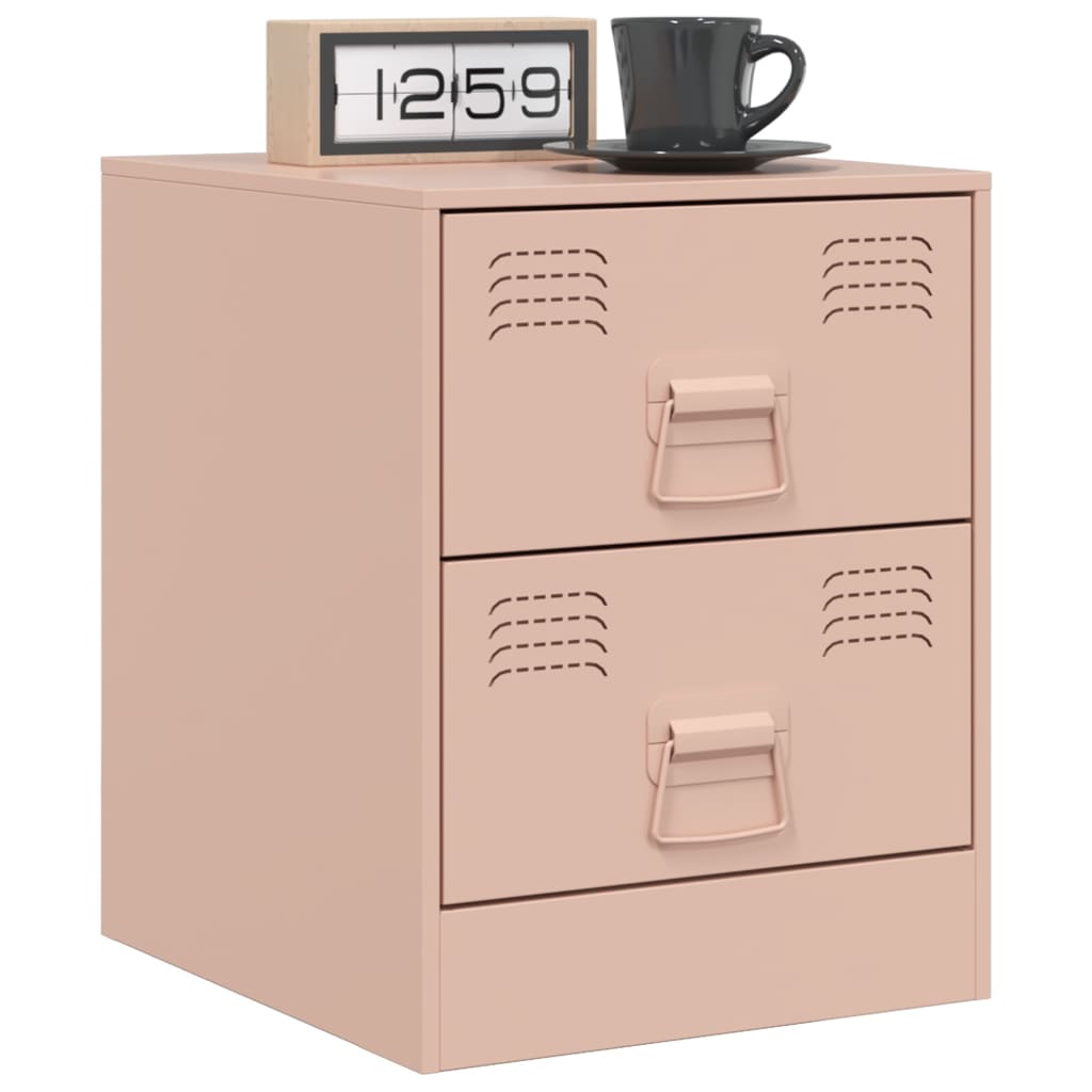 vidaXL Yöpöydät 2 kpl pinkki 34,5x39x44 cm teräs