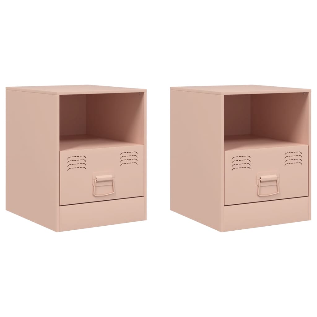 vidaXL Yöpöydät 2 kpl pinkki 34,5x39x44 cm teräs