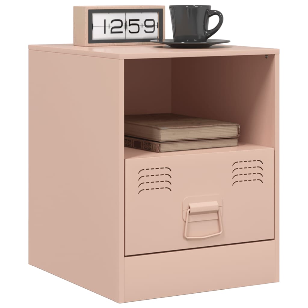 vidaXL Yöpöydät 2 kpl pinkki 34,5x39x44 cm teräs