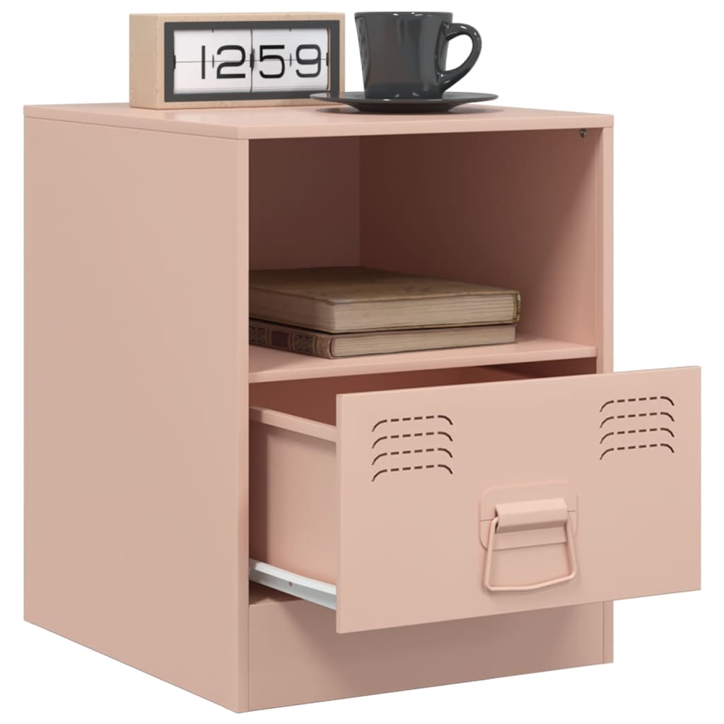 vidaXL Yöpöydät 2 kpl pinkki 34,5x39x44 cm teräs