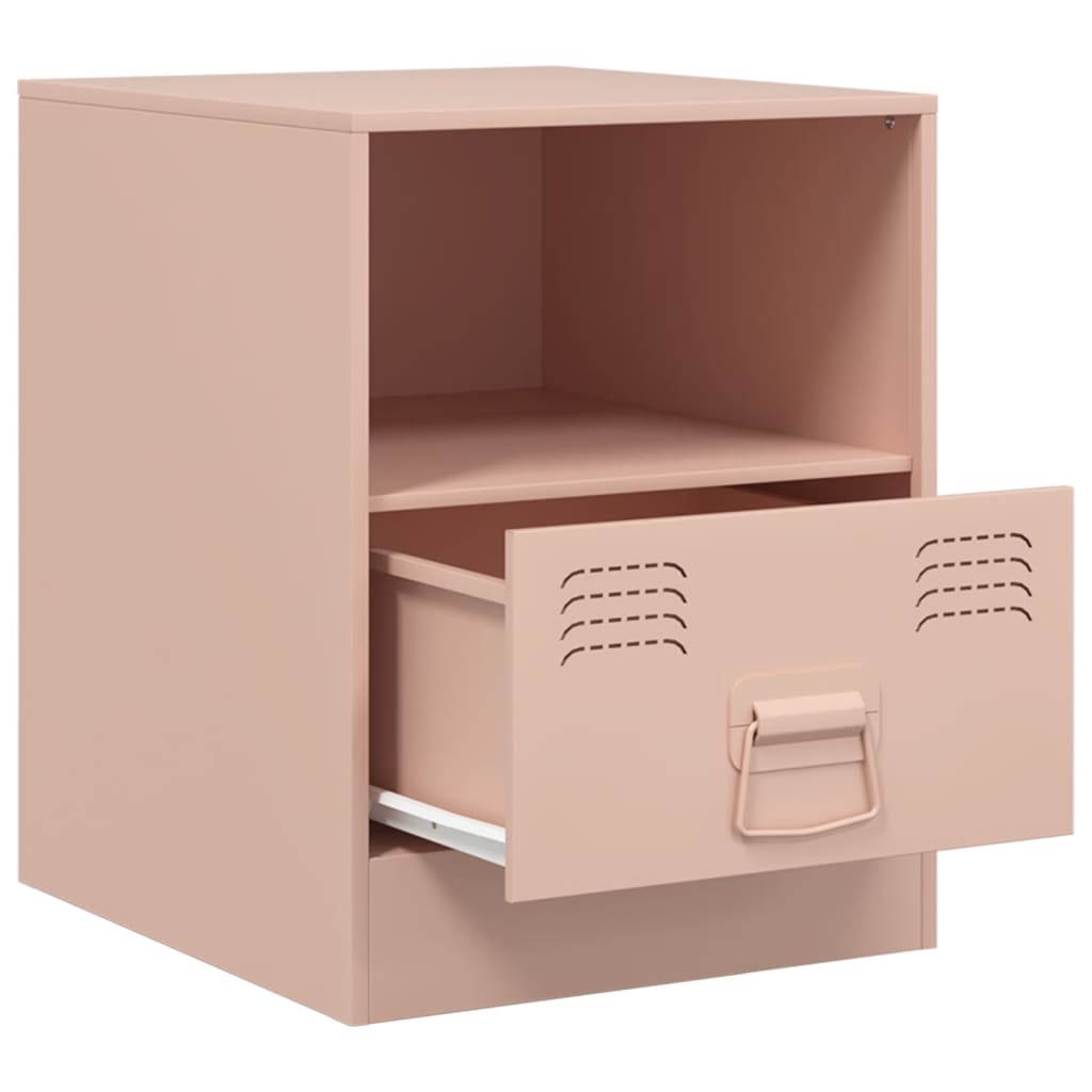vidaXL Yöpöydät 2 kpl pinkki 34,5x39x44 cm teräs