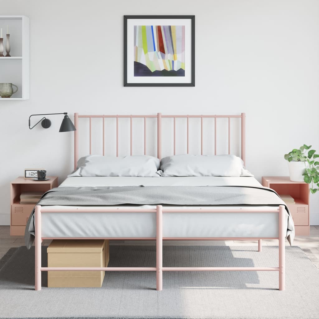 vidaXL Yöpöydät 2 kpl pinkki 34,5x39x44 cm teräs