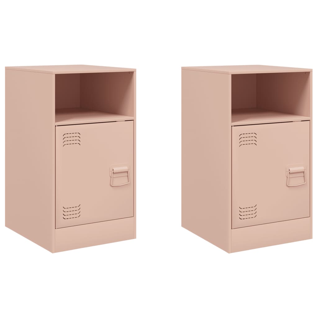 vidaXL Yöpöydät 2 kpl pinkki 34,5x39x62 cm teräs