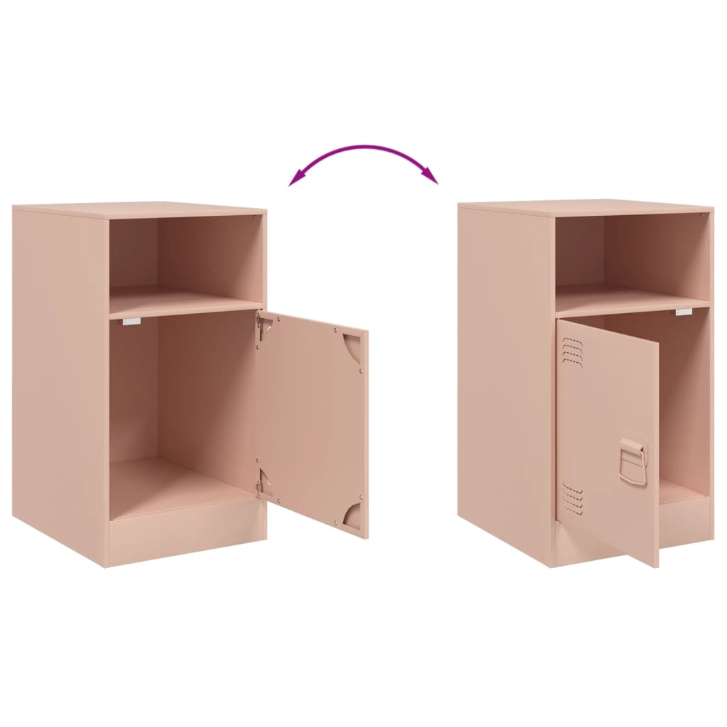 vidaXL Yöpöydät 2 kpl pinkki 34,5x39x62 cm teräs