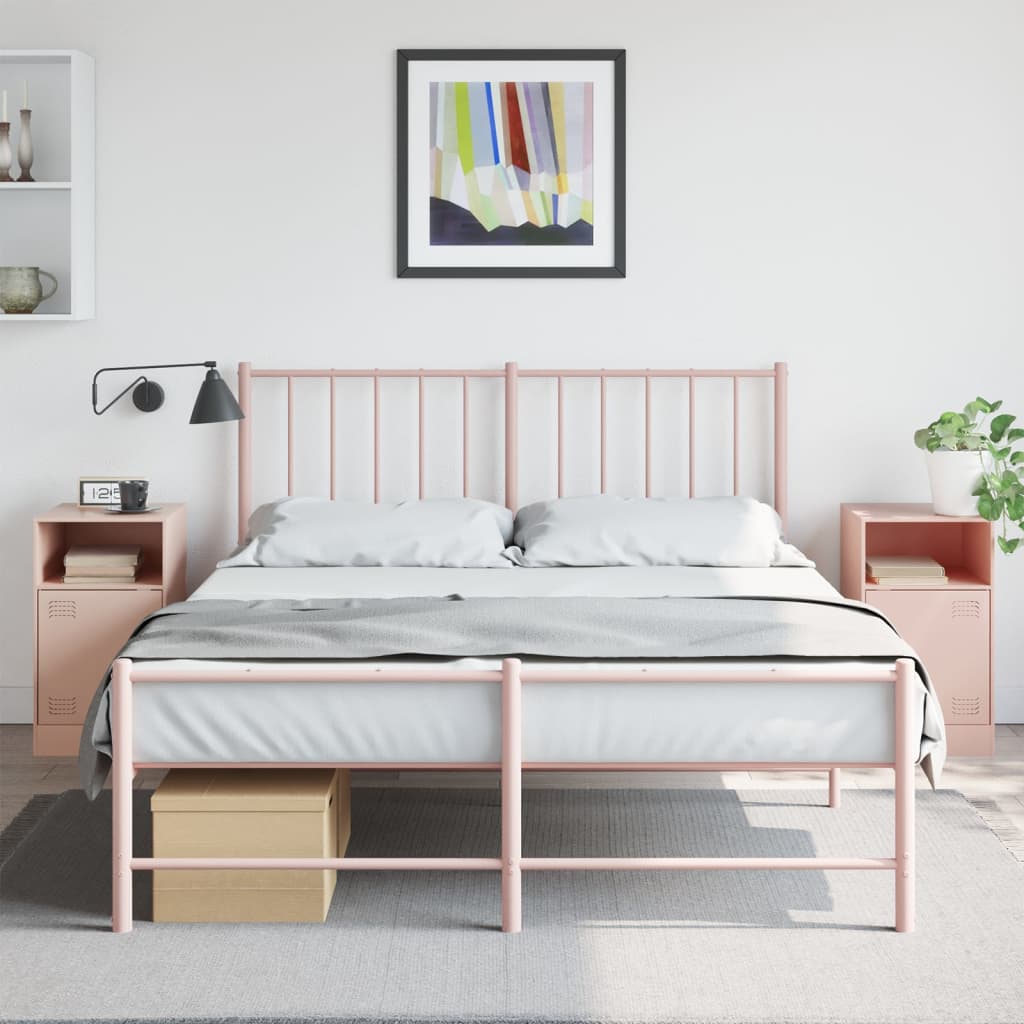 vidaXL Yöpöydät 2 kpl pinkki 34,5x39x62 cm teräs